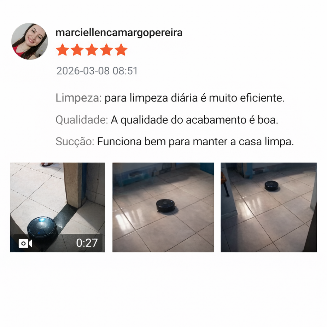 Comentário positivo sobre o robô aspirador